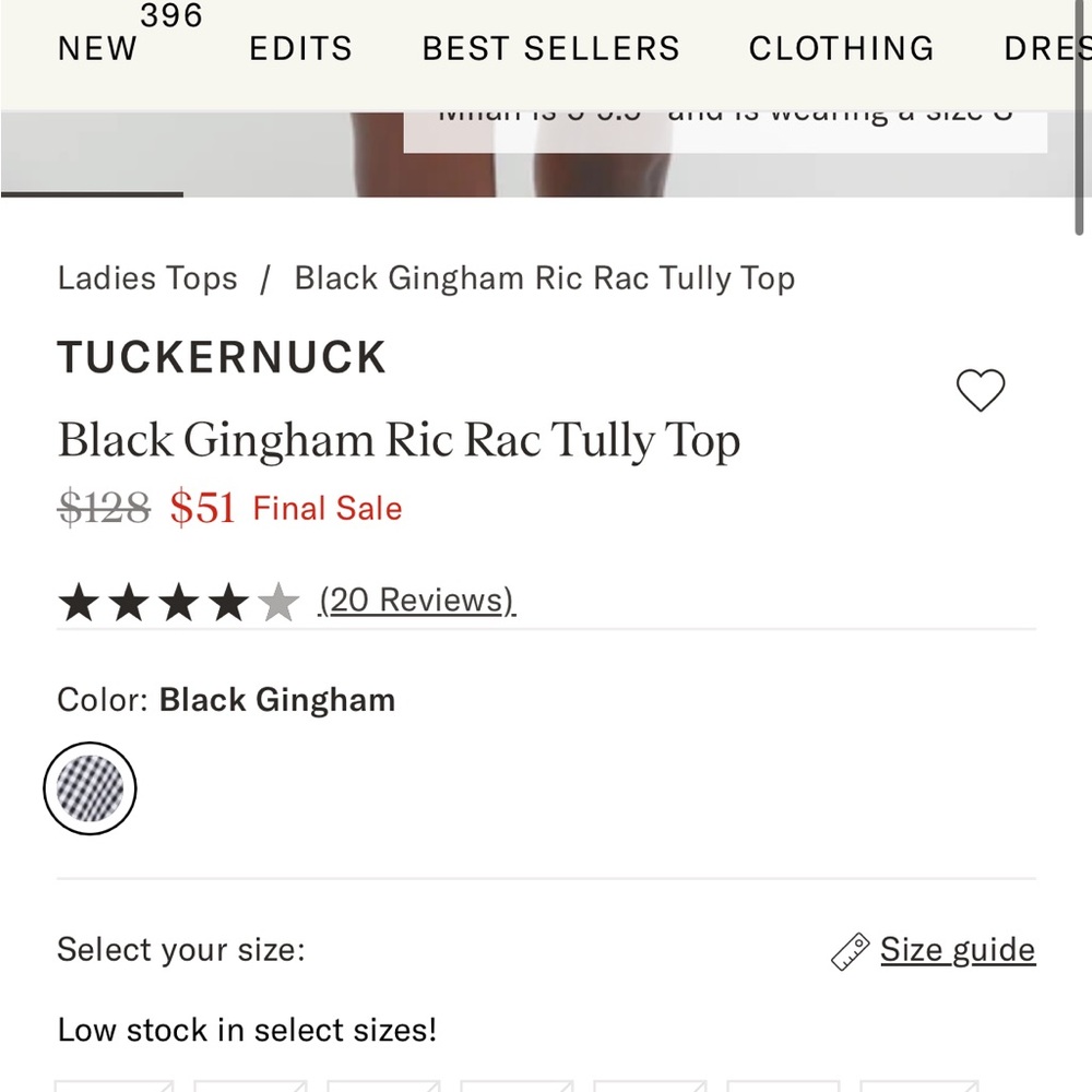 Tuckernuck Black Gingham Ric Rac Tully Top - Picture 2 of 5